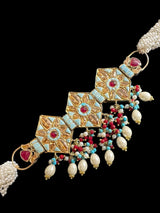 C527 Zaria turquoise ruby choker with earrings ( READY TO SHIP )