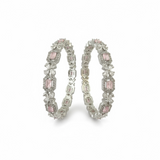 B814 Silver Plated Bangles in Clear and Pink Cubic Zirconia ( READY TO SHIP )