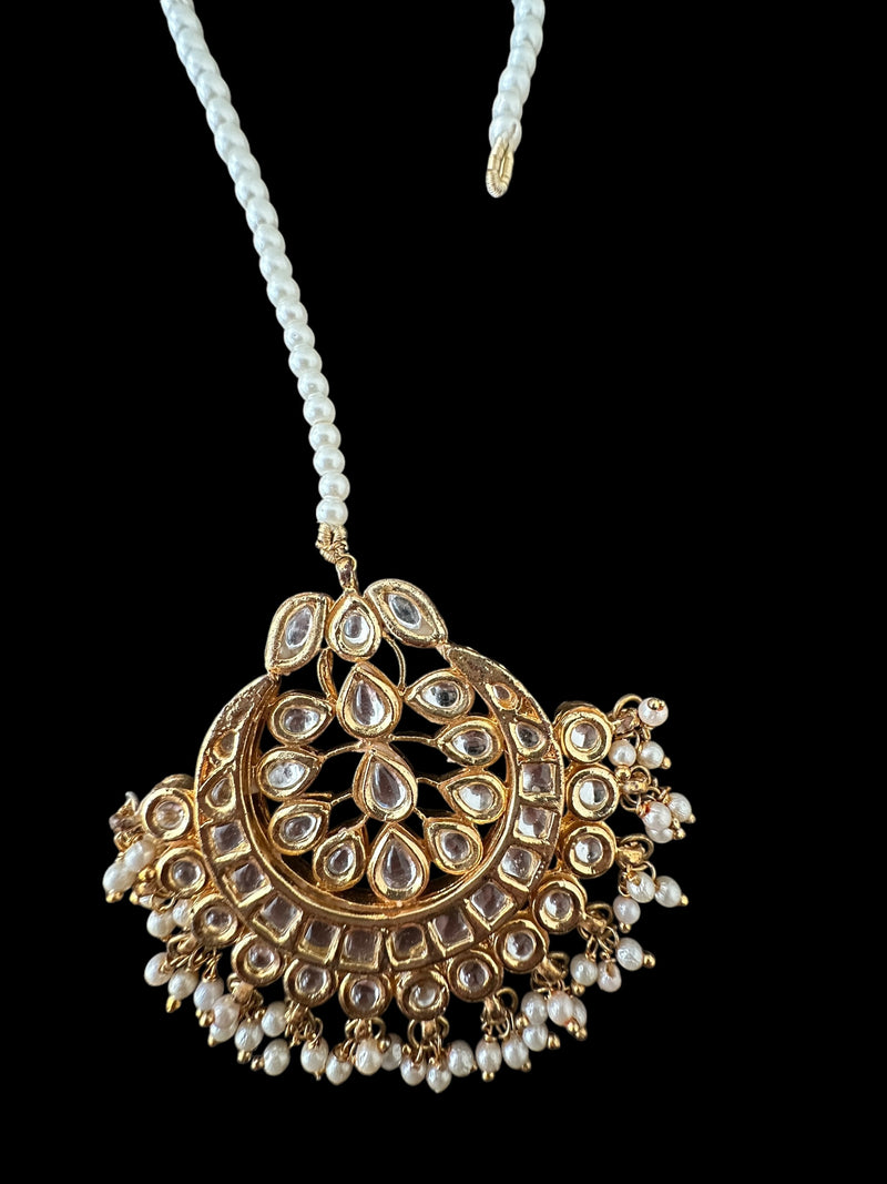 DJTK318  Kundan tika in pearls - Large ( READY TO SHIP )