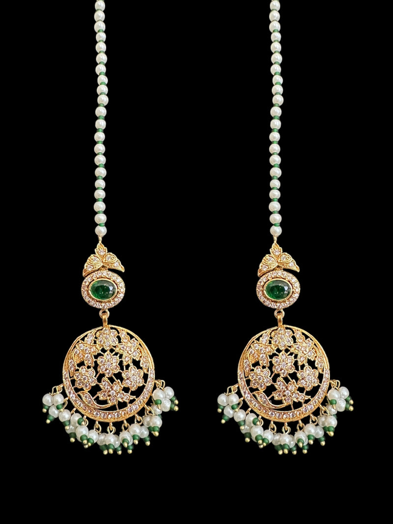 Zehra earrings tika in green ( READY TO SHIP )