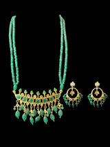 PS512 Tirmani with chandbali in green beads ( READY TO SHIP )