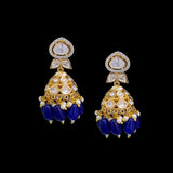 DER713  high quality polki earrings - Blue ( READY TO SHIP)