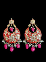 Gold-Plated Kundan Chandbali Earrings with Shell Pearls & Quartz Beads – 2.7” | Meenakari Back | Traditional Indian Jewelry ( READY TO SHIP )
