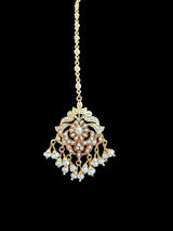 Gold plated silver tikka in fresh water pearls ( READY TO SHIP  )