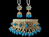 Hyderabadi jadau choker in ferozi / turquoise (SHIPS IN 2 WEEKS )