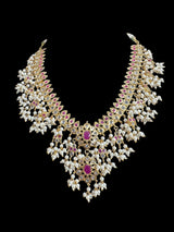 Safa guttapusalu  necklace set in rubies (READY TO SHIP )