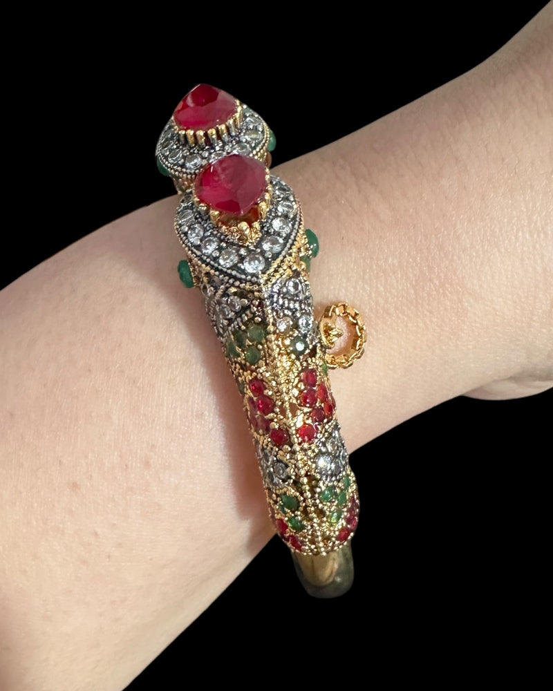 BG806A SALWA zircon bangles - Ruby emerald , openable ( READY TO SHIP )