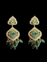 Jadau pendant earrings - Green   ( READY TO SHIP )