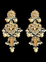 Kundan meena earrings - turquoise with pearl  ( READY TO SHIP )