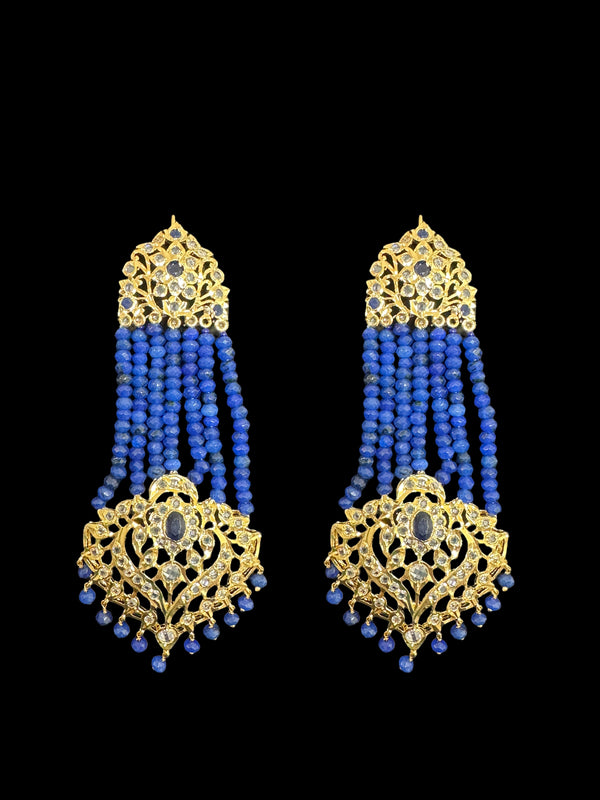 DER536 Ekta Hyderabadi jhoomar earrings - blue   ( READY TO SHIP )