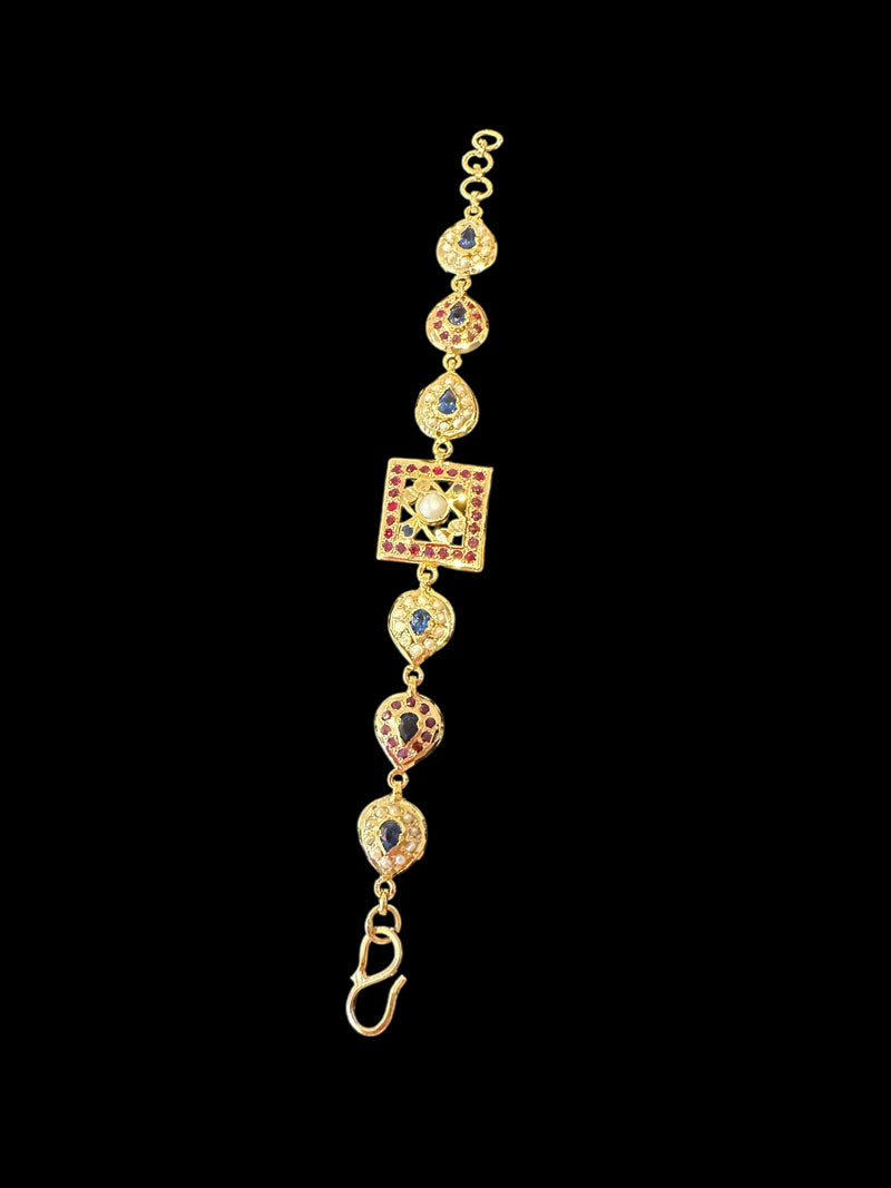 Ruby, Sapphire & Freshwater Pearl Gold-Plated Silver Bracelet ( READY TO SHIP )