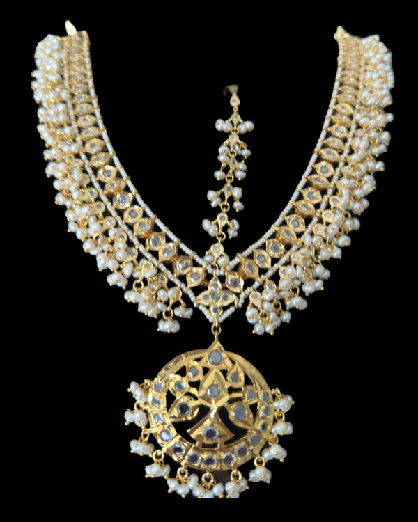 DJTK370 Meena bridal mathapatti in fresh water pearls ( READY TO SHIP )