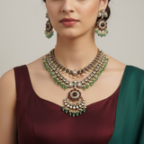 DNS229 Irma Gold-Plated Doublet Polki Necklace Set ( READY TO SHIP )