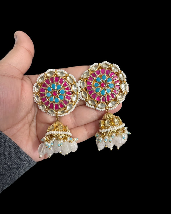 DER779 pachi kundan jhumka earrings ( READY TO SHIP )