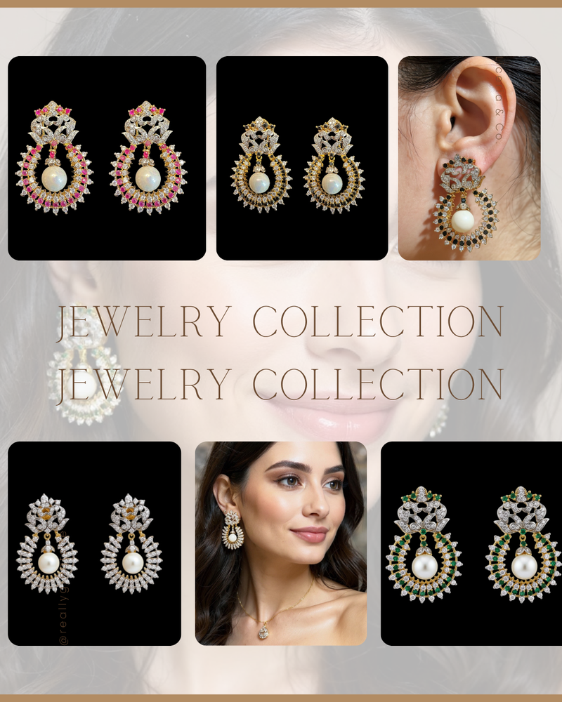 DER910 Chandbali Earrings – 4 Color Options | Lightweight & Elegant ( READY TO SHIP )
