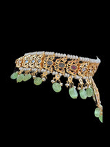 C282 Anmara gold plated choker in fresh water pearls  in green beads ( READY TO SHIP )