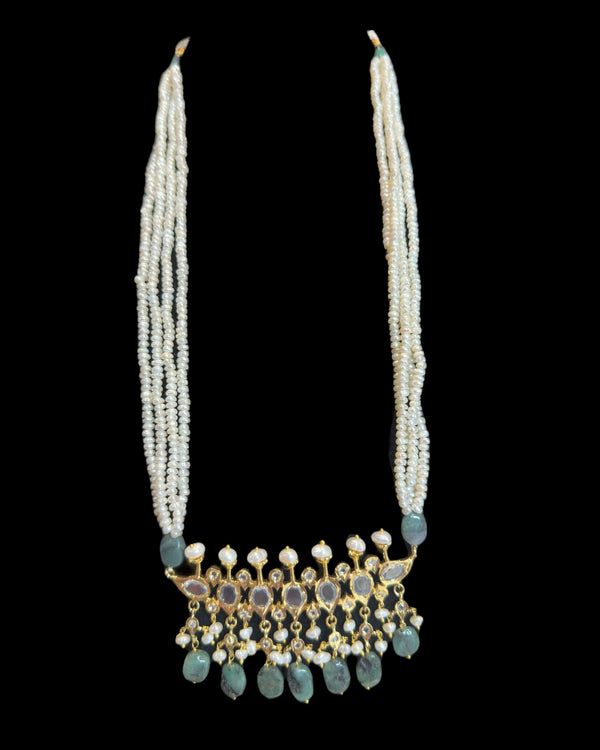 PS543 Hyderabadi tirmani in fresh water pearls and emerald beads ( READY TO SHIP )