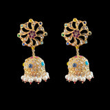 DER616 Sitara Hyderabadi jhumka in navratan ( READY TO SHIP)