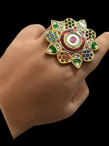 DJR56 Dua arsi with meenakari ring - navratan   ( READY TO SHIP )