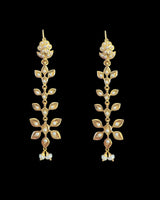 Gulnaar Freshwater Pearl Leaf Earrings in gold plated silver ( READY TO SHIP )