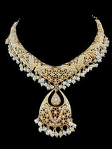 Fresh water pearl Jadau Necklace Set in Gold Plated Silver ( READY TO SHIP )