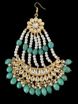 DJHR137 Avika kundan jhoomar - Green beads ( READY TO SHIP )