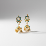 Turquoise Pearl Jhumkas in 92.5 Silver (Gold-Plated) ( READY TO SHIP )