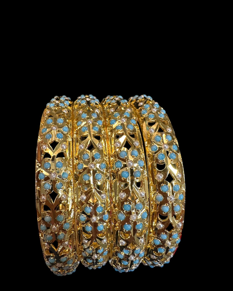 B194 Amira turquoise and pearl bangles ( READY TO SHIP  )