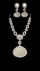 DNS97 CZ necklace set in grey - silver plated ( READY TO SHIP )