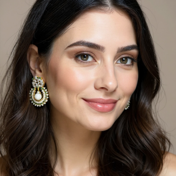 DER910 Chandbali Earrings – 4 Color Options | Lightweight & Elegant ( READY TO SHIP )