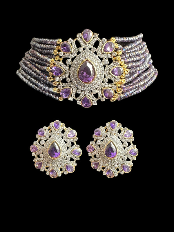 C526 Erin zircon choker in purple ( READY TO SHIP )