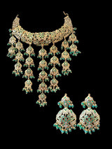 C537 Mehera bridal choker set in emeralds ( READY TO SHIP )