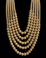 SAT122 Five-Layer Golden Swarovski Pearl Long Mala – Groom Wedding Jewelry ( READY TO SHIP )