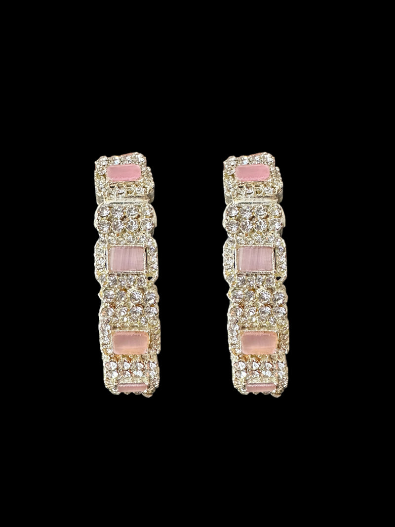 B187 Anisa bangles -pink , silver plated ( READY TO SHIP)