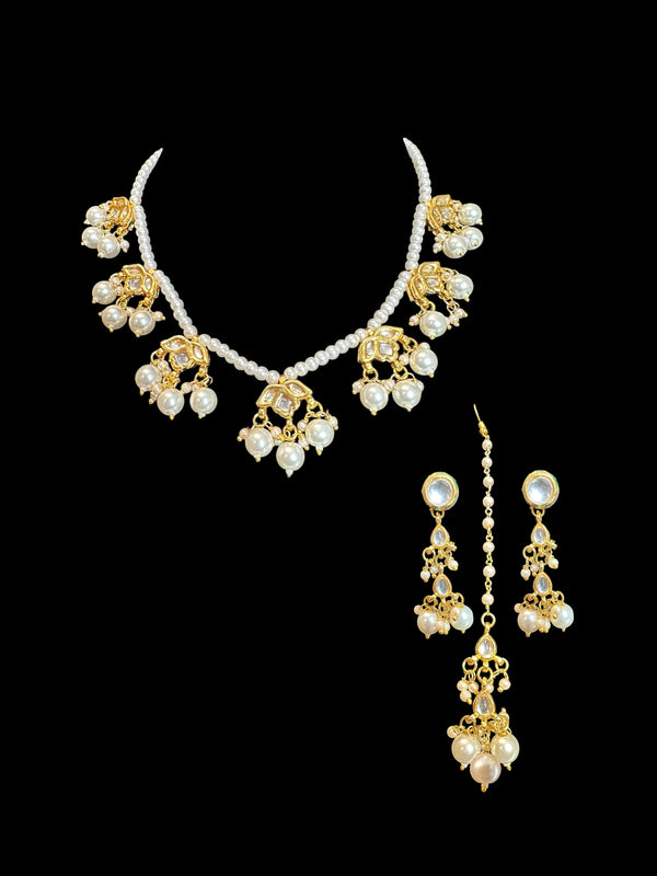Kundan necklace earrings tika set ( READY TO SHIP )