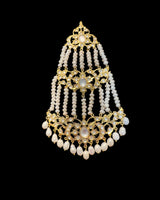 DJHR158 Hyderabadi Gold-Plated Moissanite Polki Jhumar with Freshwater Pearls ( READY TO SHIP )