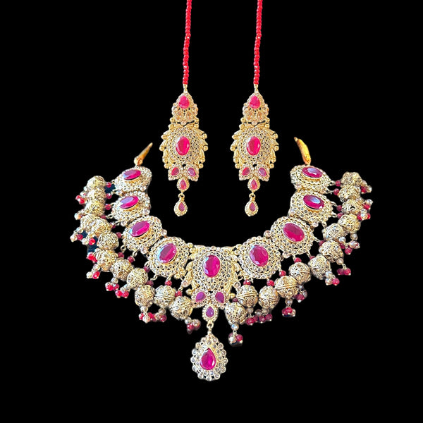 DNS92 Anika necklace in rubies  (READY TO SHIP)