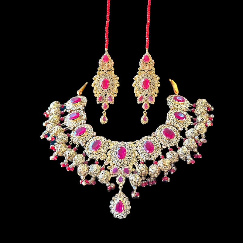 DNS92 Anika necklace in rubies  (READY TO SHIP)