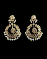 DER175S  Reeba chandbali in pearls ( READY TO SHIP )