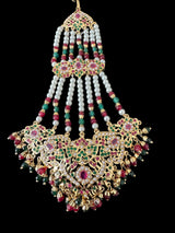 DJHR125 Wafa jadau jhoomar in Ruby emerald and pearl  ( READY TO SHIP )