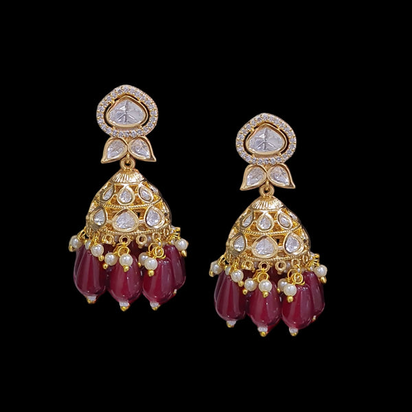 DER711  high quality polki earrings   - Ruby ( READY TO SHIP)