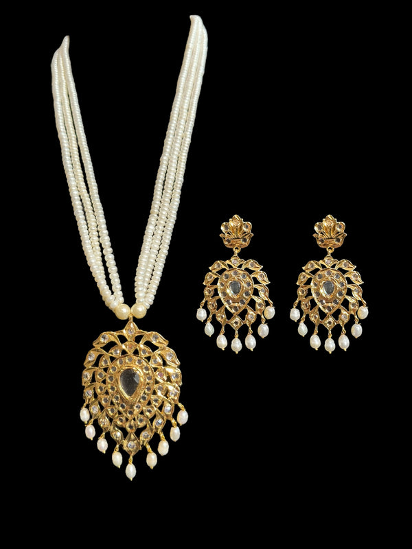 PS345 Alvira pan necklace set in fresh water pearls  (READY TO SHIP )