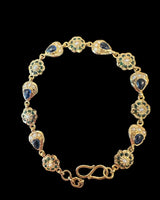 Emerald & Sapphire Gold-Plated Silver Bracelet with Freshwater Pearls ( READY TO SHIP )