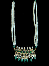 PS521 Tirmani with chandbali in green beads with pearls ( READY TO SHIP )