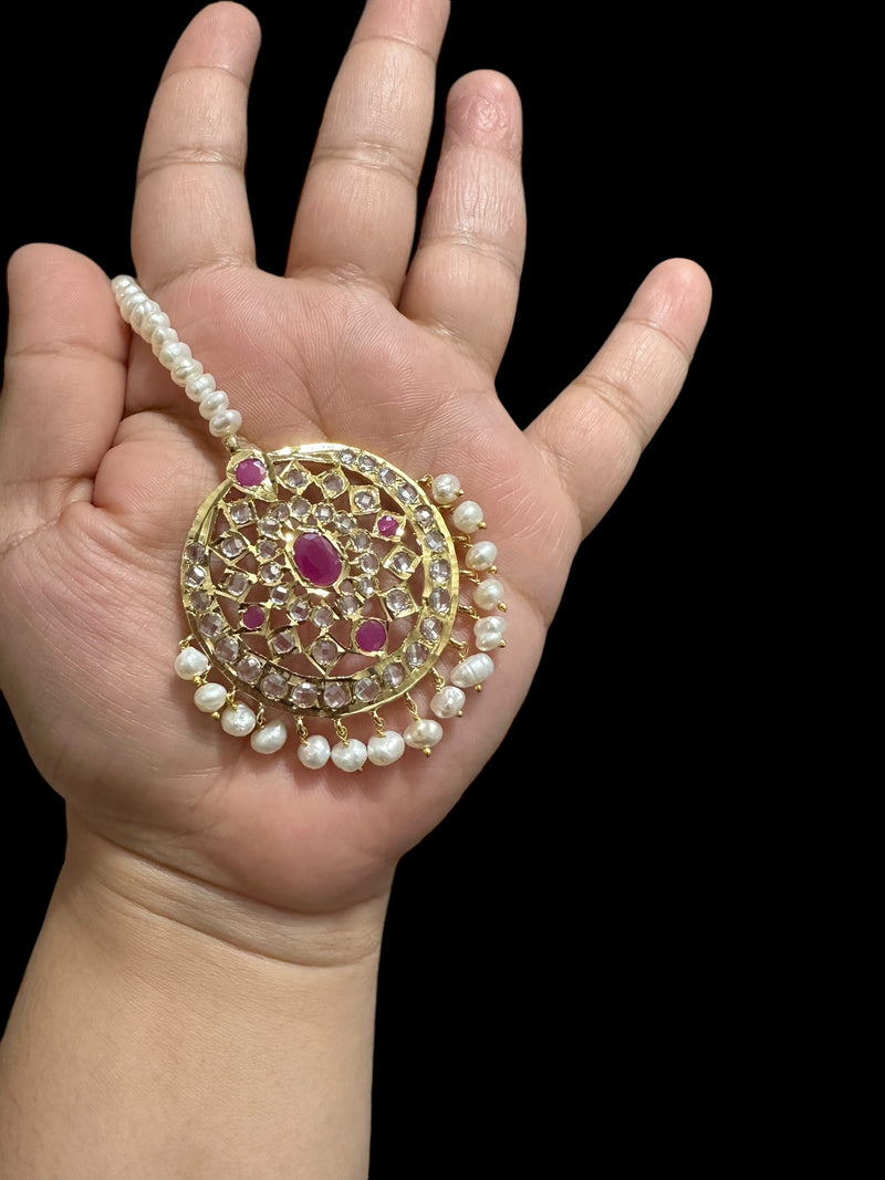 DJTK333 Zeba tika in fresh water pearls - Ruby ( READY TO SHIP)