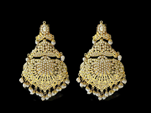 DER623  pearl jadau earrings ( READY TO SHIP )