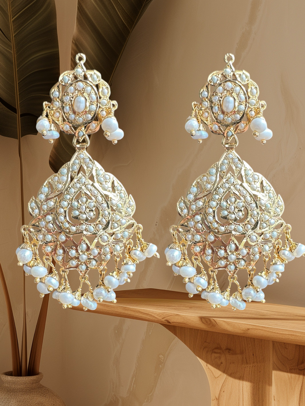 NADINE Navya gold plated earrings in silver - Fresh water pearls ( READY TO SHIP )