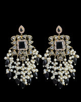 DER728  Nagma dangler earrings in kundan (black )( READY TO SHIP)