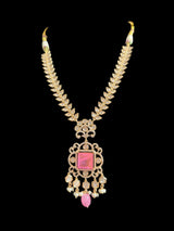 DNS173  Polki necklace set with pearls - PINK ( READY TO SHIP )