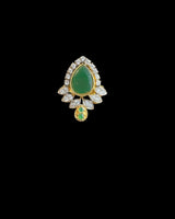 BR602 Mehar Traditional Green CZ Bridal Jewelry Set – Gold-Plated Necklace, Earrings, Tika & Ring ( READY TO SHIP )